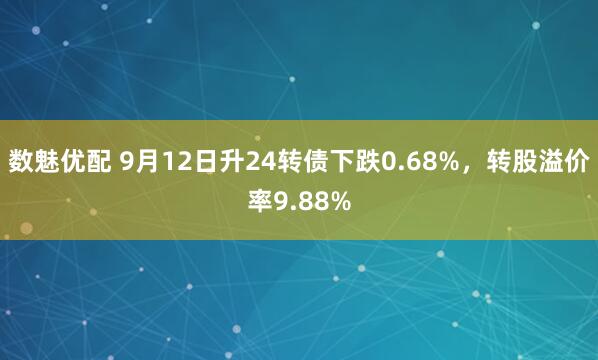 数魅优配 9月12日升24转债下跌0.68%，转股溢价率9.88%